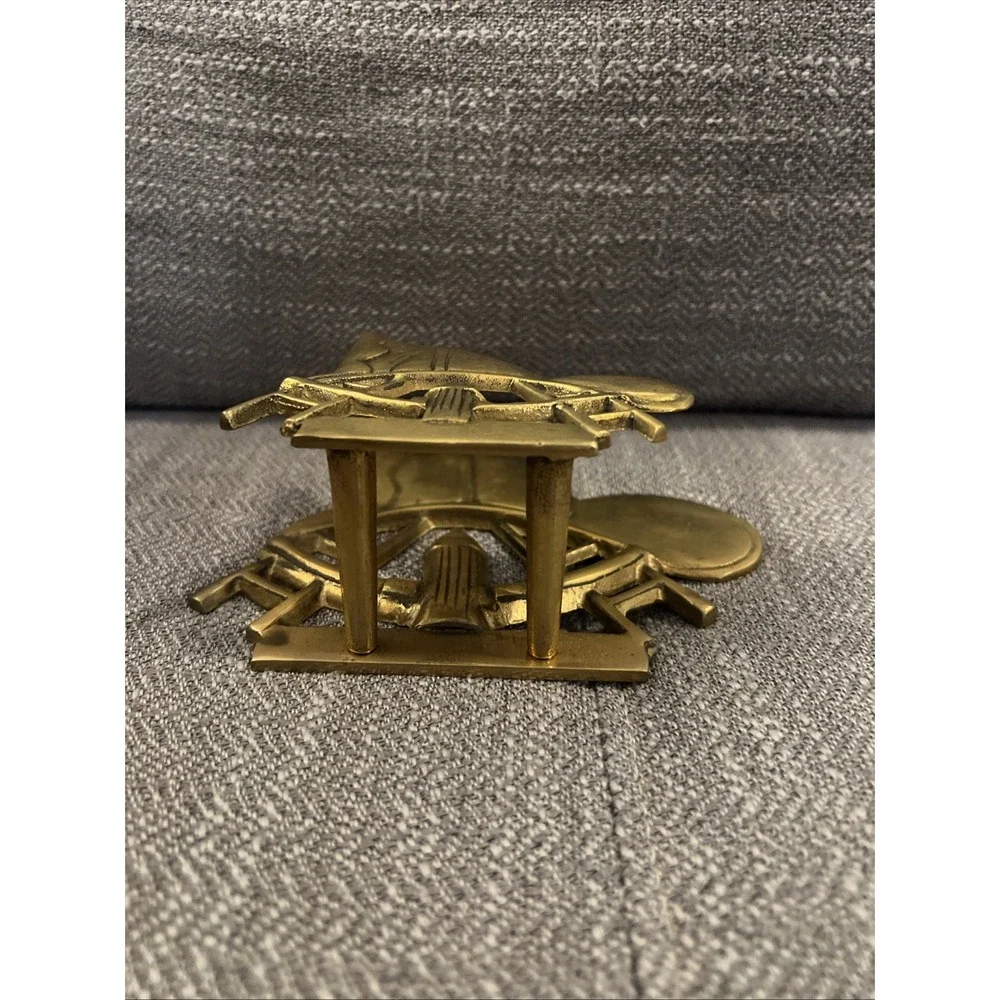 Brass Firefighter Mail Holder Tray Desk Art Helmets Ladders Hydrants